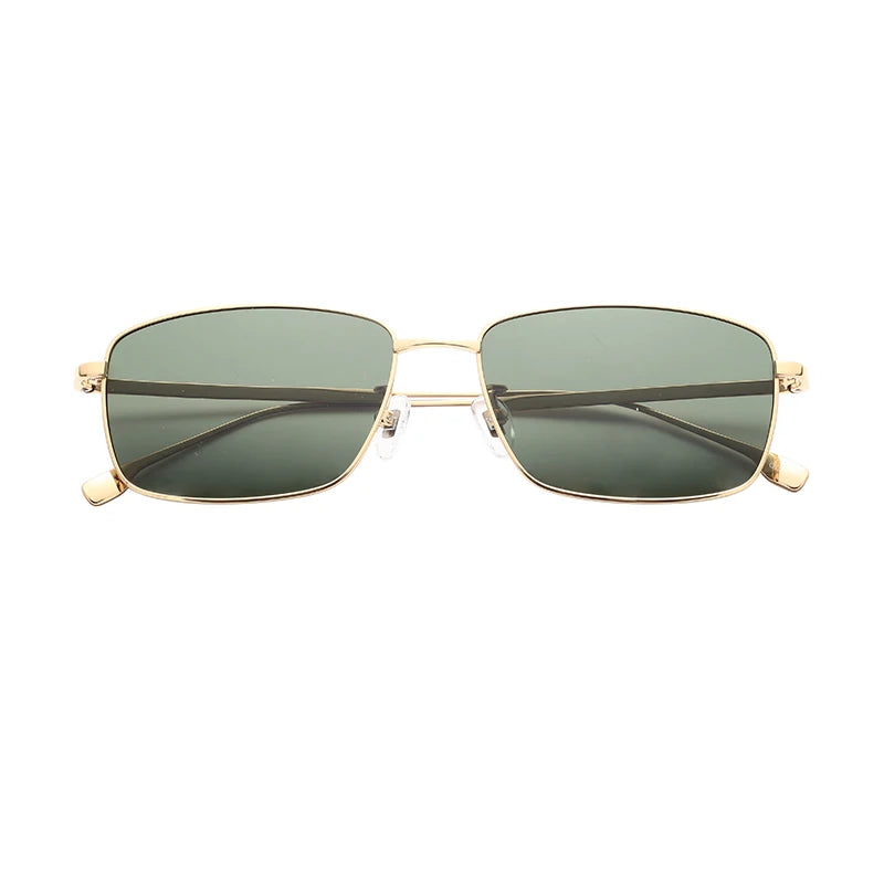 Pure Titanium Frame Sunglasses for Men Gold Color Polarized UV400 Square Frame for Driving Sunshade