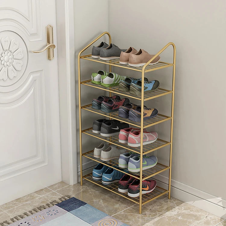 Multi Color Washroom Entry Modern Simple 6 Layer Metal Design Shoes Rack 6 Tier Shoes Shelf