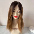 Yefinewig Dark Rooting Brown Glueless Silk Top Lace Front Wigs