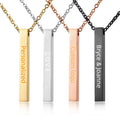 BM Customized Engraved Logo Stainless Steel Cube Necklaces Personalized Blank Bar Necklace