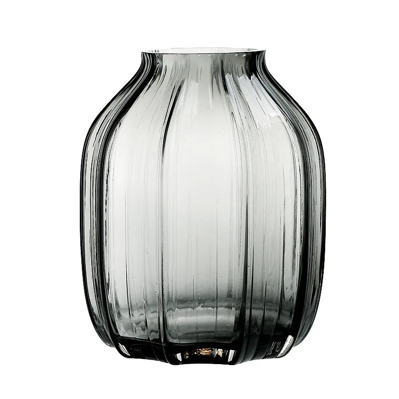 Wholesale Modern Nordic European Flower Arrangement Vase Simple Pattern Clear Glass Cylinder for Tabletop Display