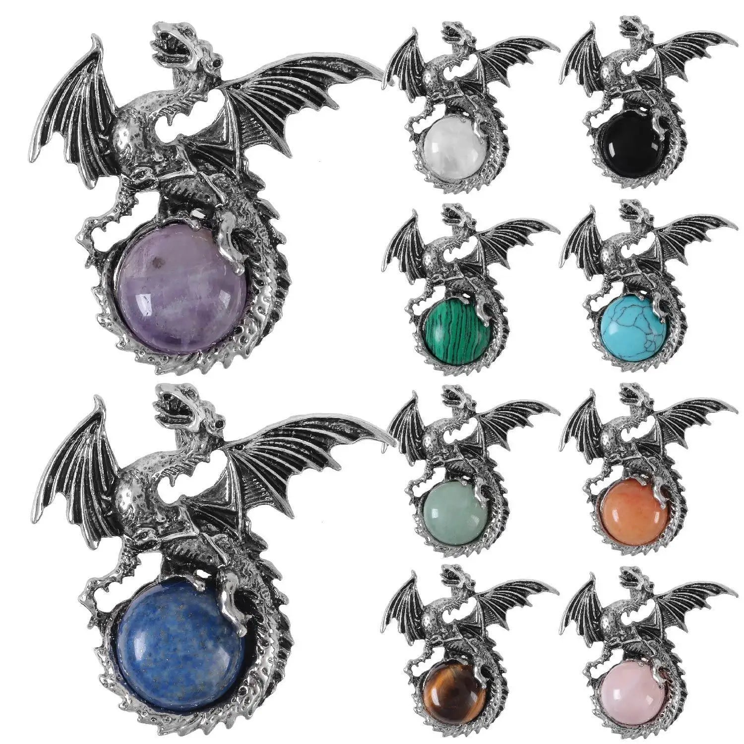 Natural Stone tiger Eye Obsidian Dragon Wholesale Pendant Necklace Fashion Vintage Gemstone Jewelry Animal Crystal Pendant