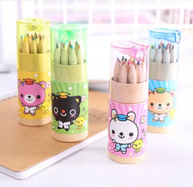 Hot Selling U+ UP-CP12 12pc Color Pencil Set with Paper Tub and Pencil Sharpener Art Set for Drawing