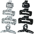 MIO Wholesale Women Large Hair Claw Clip Black and White Dots Hand Painted Hair Clip Rectangle Square Plastic Hair Claw Jaw Clip