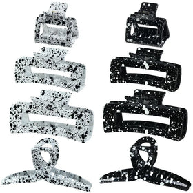 MIO Wholesale Women Large Hair Claw Clip Black and White Dots Hand Painted Hair Clip Rectangle Square Plastic Hair Claw Jaw Clip