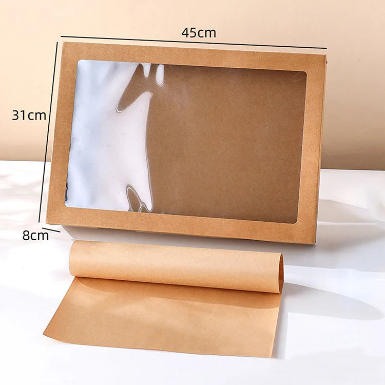 Customized Size Disposable Dessert Container Food Oil-proof Kraft Carton Fast Food Packaging Takeaway Container Carton