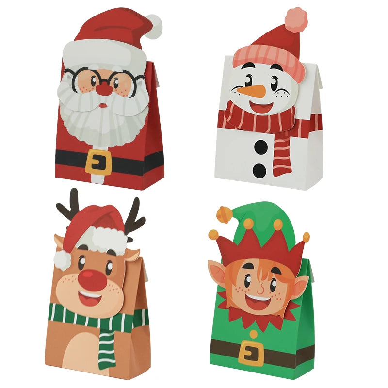 Christmas Gift Boxes Xmas Candy Treat Box Paper Favor Boxes for Cookies Pastries Holiday Bakery Treat Party Favors