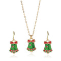 Stylish Girls' Gold Plated Fashion Jewelry Set Christmas Bell Design Enameled Zinc Alloy Trendy Wedding Engagement Accessories MegaBDM