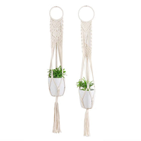 D-MW006 Handmade Indoor Outdoor Wall Hanging Planter Basket Flower Pot Holder Boho Home Cotton Macrame Plant Hangers Decor