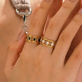 Fashion Jewelry Rings Gold Plated Open Stainless Steel Drip Oil Geometry Ring for Women
