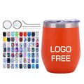Beauchy Custom Logo 12oz Swig Glasses Double Wall Insulated Egg Shape Tumbler Drinkware Stainless Steel Wine Tumblers