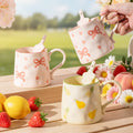 Hand Pinched Irregular Ceramic Mug with Cute Cartoon Pattern Microwave Safe for Coffee & Tea for Business Gifts
