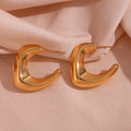 Dreamshow Waterproof Summer Jewelry Hollow V Shape Stud Earrings for Women PVD Gold Plated Stainless Steel Jewelry