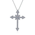 Sterling Silver Men's Cross Pendant Necklace with Diamond Moissanite Fashion Jewelry for Couples