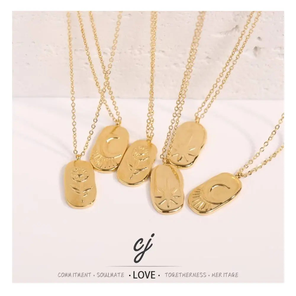 Carline Wholesale Fine Gold Plated Pendant Elegant Fashion Stainless Steel Minimalist Simple Design Jewelry Necklace for Women