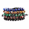 Fashion Natural Stone Faceted Tiger Eye Beads Custom Logo Friendship Macrame Bracelet Men JBS11393
