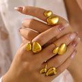 High Quality Liquid Karst Stainless Steel Smooth Open Rings for Women Men Waterproof Party Fashion Jewelry