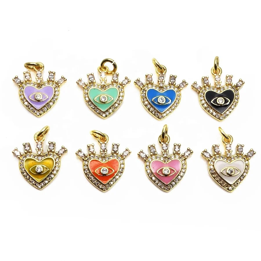 Paso Sico 3D Alloy Japanese Heart Magic Eyes Zircon Pendant Nail Art Dangle Charms Unique Designs Accessories DIY