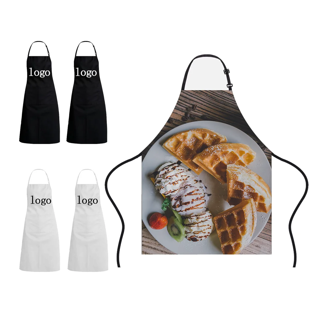 Kitchen Apron Custom logo Waterproof All Over Full Printing Business Advertising Promotional Gift 100% Polyester Kitchen Apron