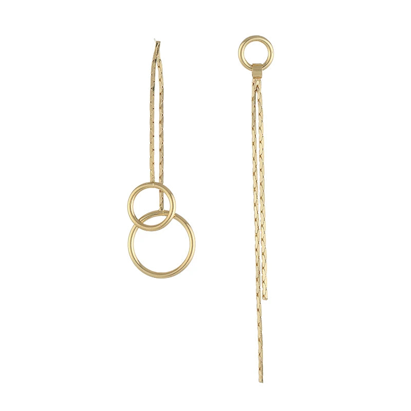 Classic Style Unisex Gold Plated Round Tassel Drop Earrings Elegant Fashion Jewelry Accessory