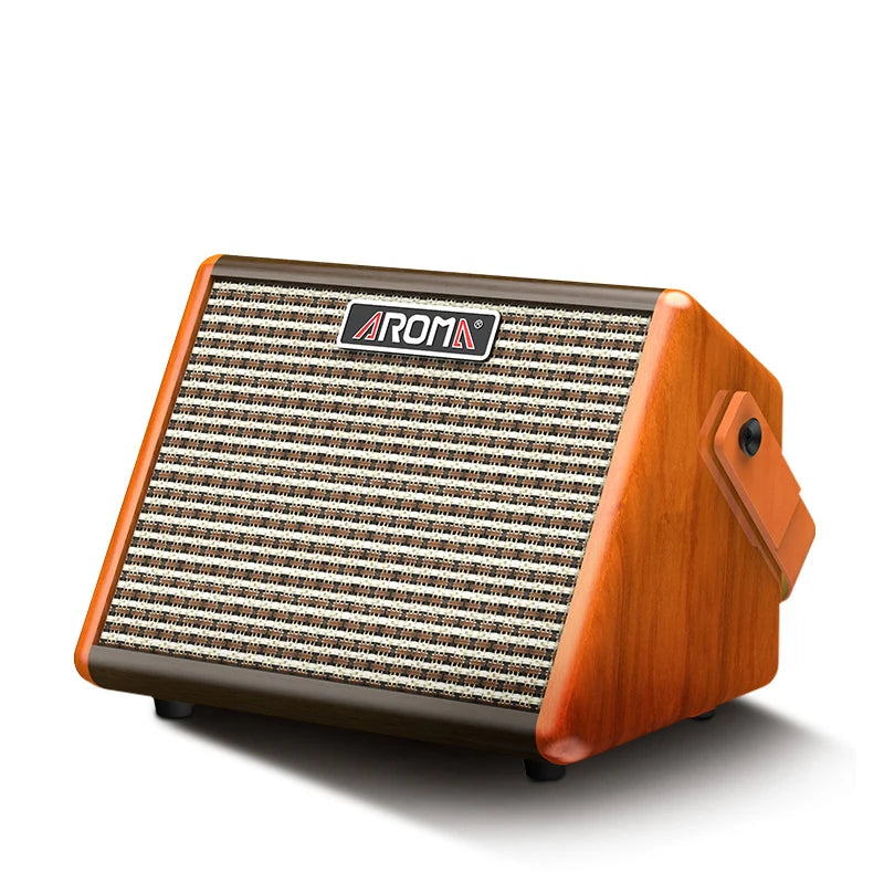 Cheap Price AROMA 15W Portable Acoustic Guitar Amplifier Amp BT Speaker Built-in Rechargeable Battery With Microphone Interface
