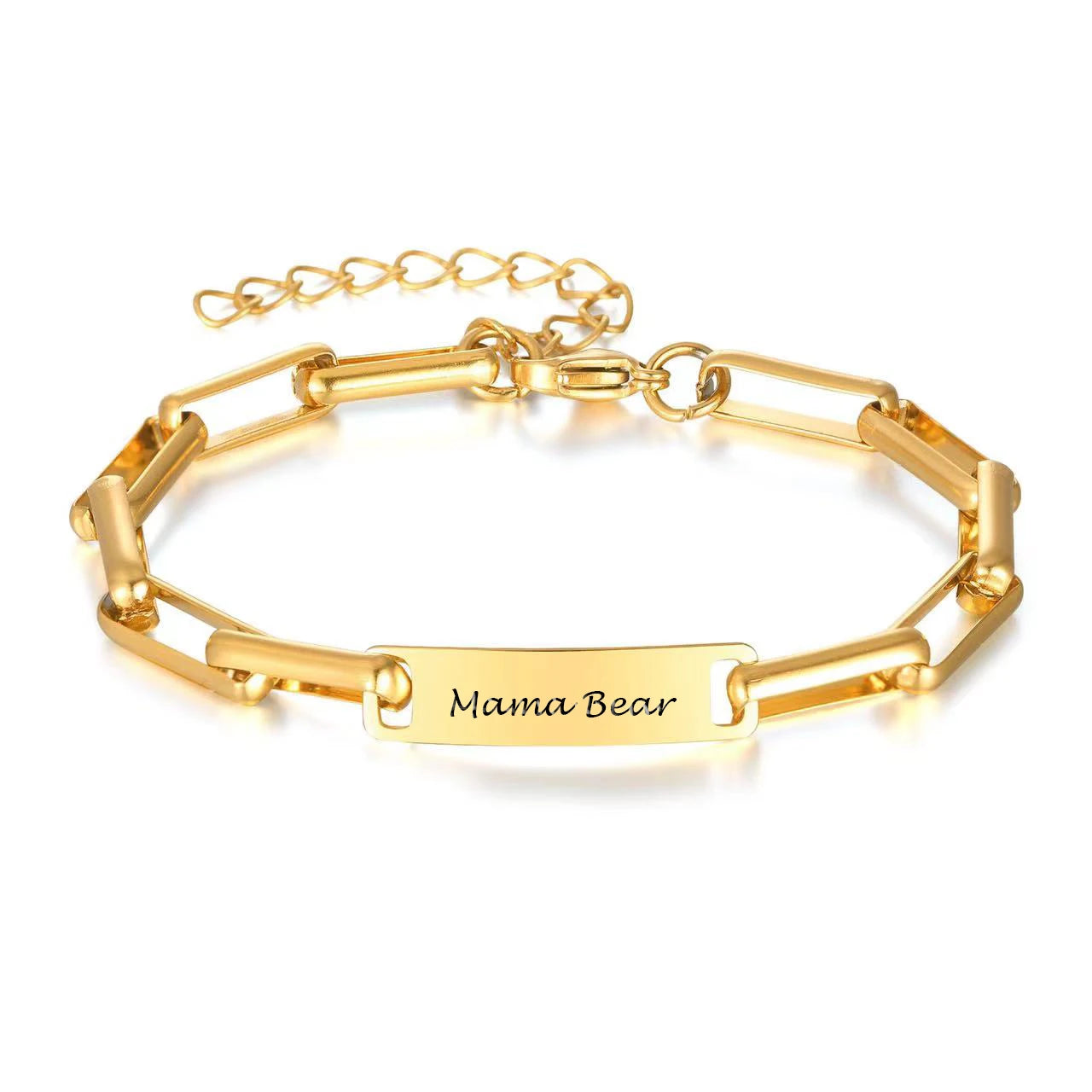 18K Gold Fashion Jewelry Laser logo Stainless Steel Mama Bear Blank bar Inspiration Designer Bracelets Bangles for Engraving