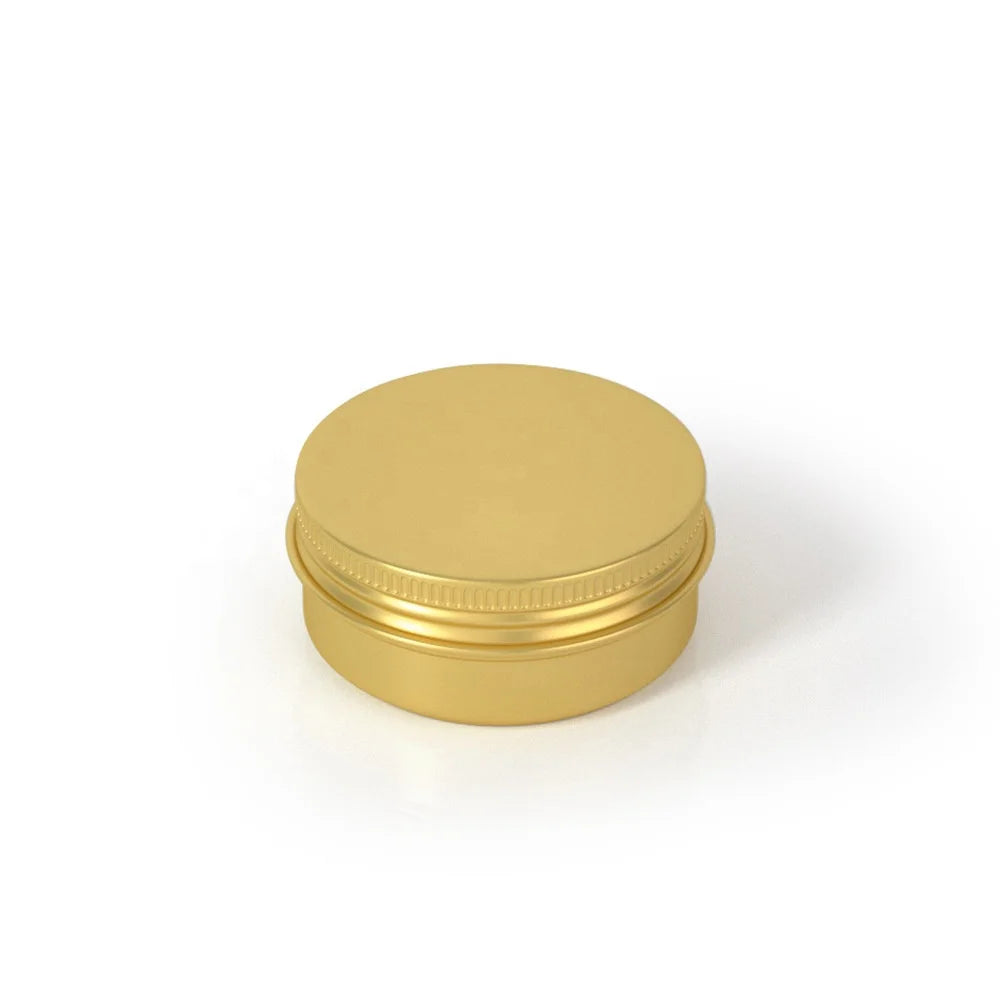 ISO9001 0.5Oz Shiny Gold Aluminum Jar 15g Small Metal Can Plastic Free Cosmetic Packaging