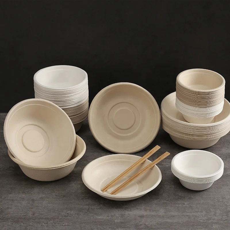 Compostable Heat Resistant Paper Bowls Disposable Bagasse Biodegradable Soup Bowls