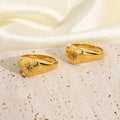 Hot Sales 18k Gold Plated Chunky North Star Ring High Polished Water Resistant Stainless Steel Diamond Star Love Heart Ring