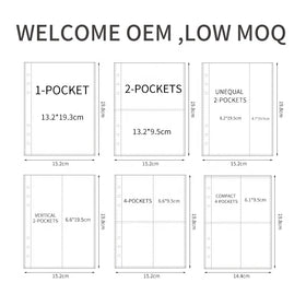 Custom Photocard Loose-leaf 6 Ring A5 Binder Inner Page Pouch Photo Card Transparent clear PP Photo Sleeves Notebook Refills