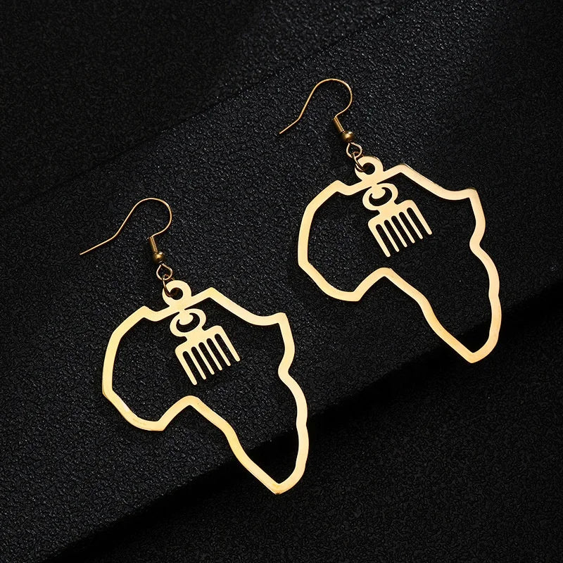 2022 Fashion Custom Logo African Map Ancient Egyptian Eye of Horus Earrings Adinkra Gye Nyame Big Earrings