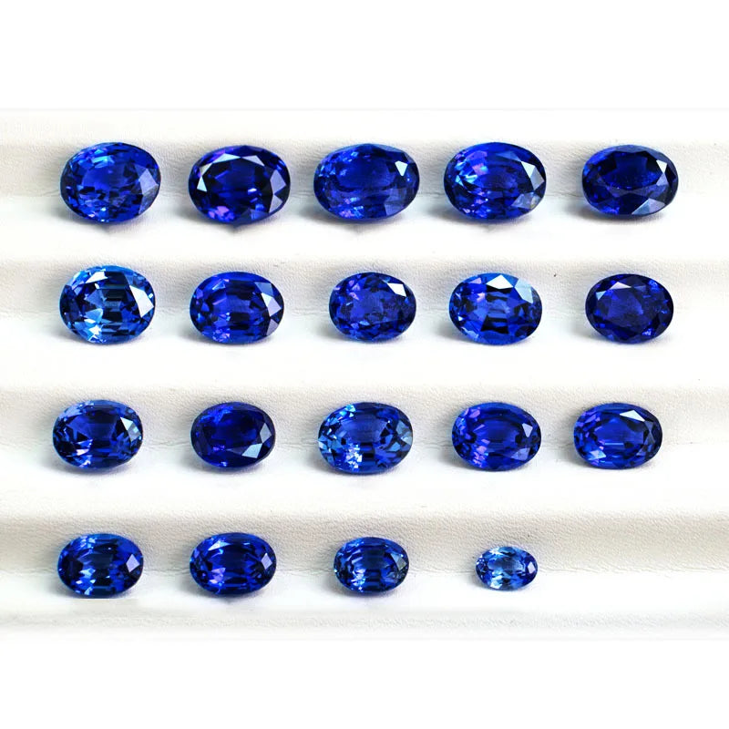 Wholesale Custom Lab Grown Gemstone Synthetic Gem Oval Cut Dark Blue Lab Grown Sapphire for Jewelry Making