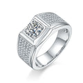 Luxury Design Brilliant Cut 925 Sterling Silver Diamond Engagement Mens Moissanite Gold Ring