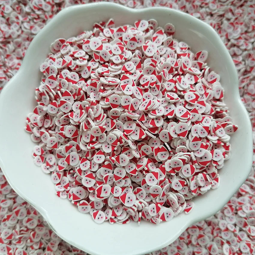 1000g DIY Craft Slime Sprinkles Farther Christmas Santa Claus Head Polymer Clay Sprinkles Slices