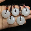 Crystal Donuts Marble Jade Pendant Healing Meditation White Jade for Gift
