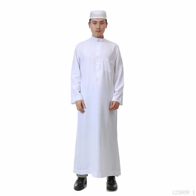 New Design Long Sleeve Islamic Men's Robe Brand Label Traditional Muslim Clothing and Accessories