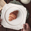 Solhui Creative White Glaze Kiln Glaze-changing European-style Bread Dishes Embossed Ceramic Tableware Plate
