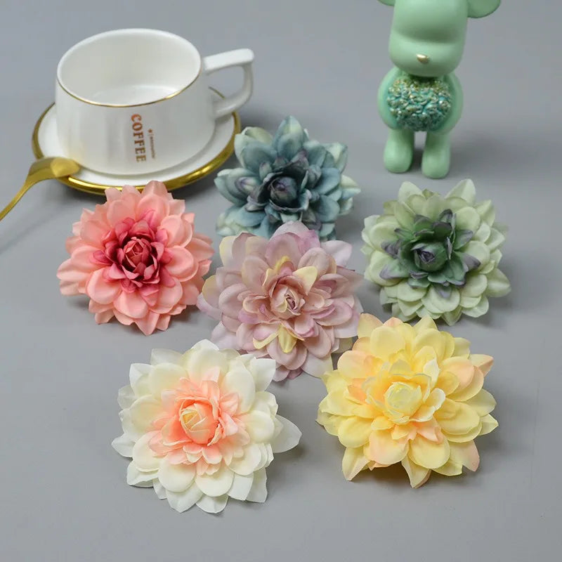 Hot Style 10 Colors Dahlia Head Chrysanthemum Silk Flowers DIY Flower Wall Dahlia Flower Head