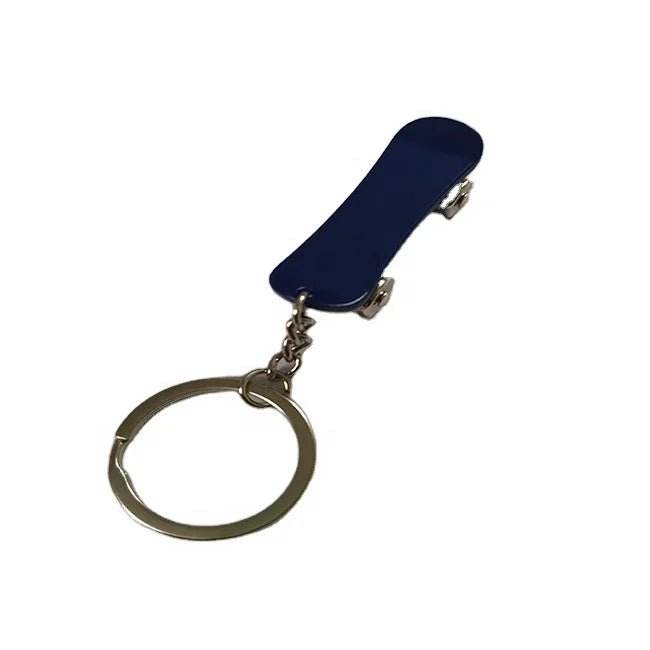 Wholesale Mini Skateboard Metal Keychain Vintage and Cartoon Style Customizable Logo Carabiner Key Ring in Multi Colors