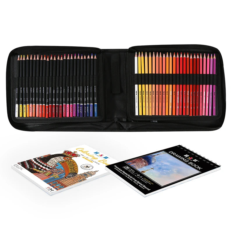 H & B Art Supplies 148pcs Watercolored Pencils Set with Sketching Pencils and a Coloring Book