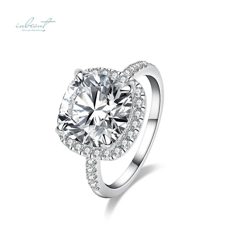Silver 925 Original 5 Carat Excellent Cut Pass Diamond Test D Color Cushion Moissanite Ring with GRA Certificate Jewelry Gift