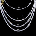 Hip Hop 925 Sterling Silver With Moissanite Tennis Chain 3mm 4mm 5mm Iced Out Tennis Chain Necklace Bracelet Jewelry