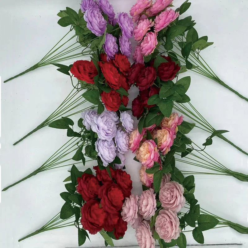 Artificial Flower Bundle Fakeflowers Decoration 9-Headed Peony