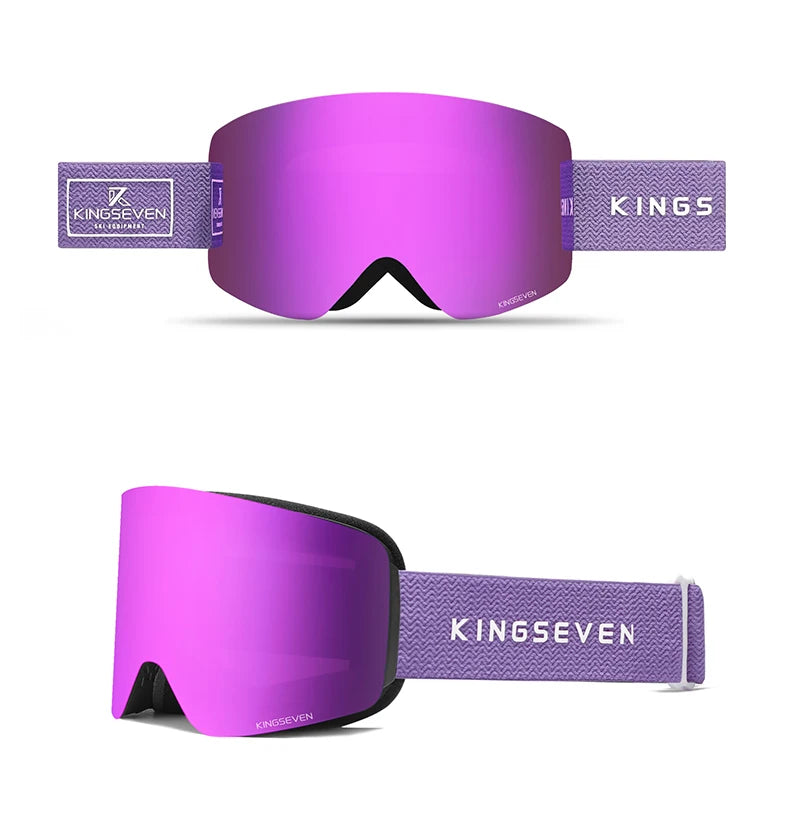 KINGSEVEN Ski Cycling Goggles Newest UV400 Protection Sport Eyewear Anti-Fog Lens Magnetic Strap Outdoor Protective Eyewear 9802