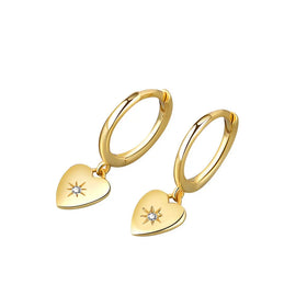 Stylish Chic Dainty Hanging Earrings for Women Heart Round Charm Wedding Party Hoop Earring Gift