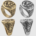 Hip Hop Signet Ring Catholic Round Metal Gold Silver Jewelry Popular Stainless Steel St Christopher Rings Men
