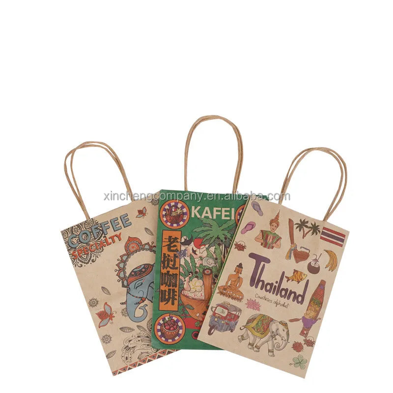 Recycled Biodegradable Retail Grocery Shopping Packaging Custom Made Fast Food Take Away Clothes Packaging Kraft Paper Bag