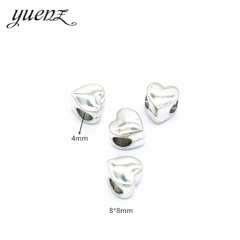 YuenZ DIY Heart-shaped Charms for Jewelry Making Antique Silver Color Big Hole Spacers Beads Charm Spacers Beads 8*8mm R46