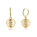 Trendy Rose Gold Plated 925 Sterling Silver Religious Spring Ball Pendant Huggie Earrings for Wedding Gift Party