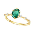 Abiding New Arrival Delicate 925 Sterling Silver Gold Plated Oval Cut Nano Colombian Green Emerald Gemstone Ring for Women